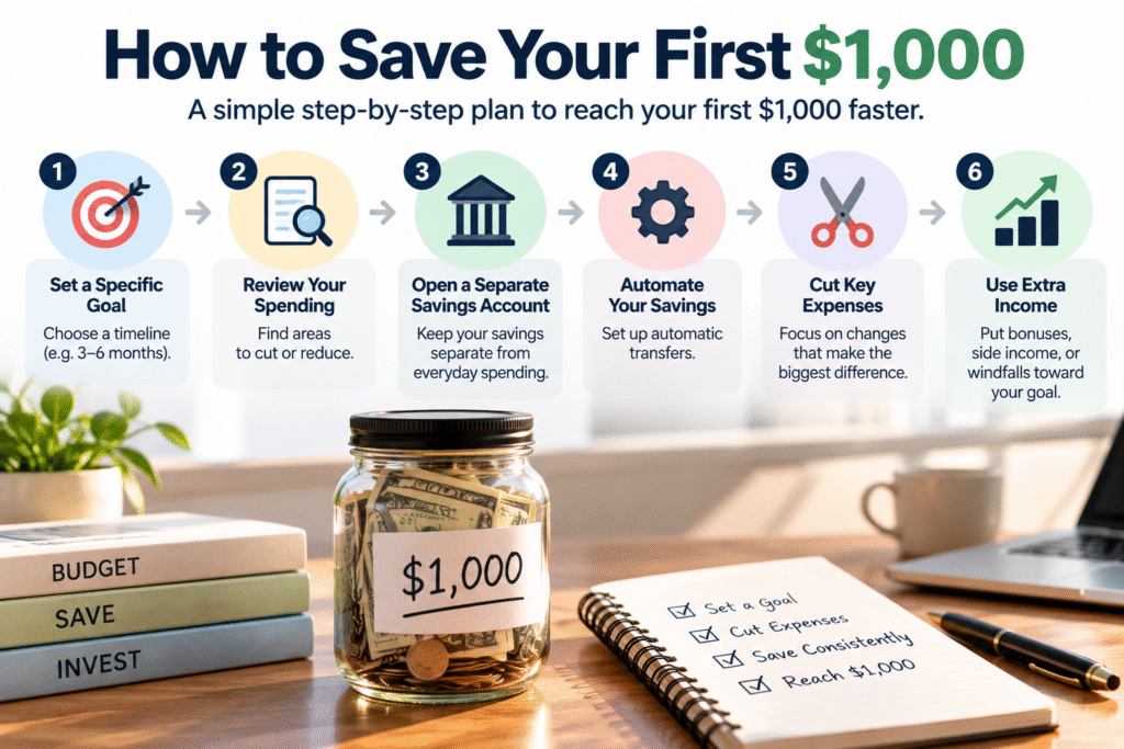 How to save your first $1,000 in six practical steps